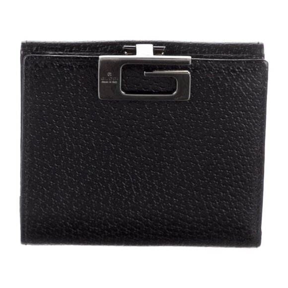 GUC Gucci G Clasp Compact Leather Wallet - Picture 1 of 16